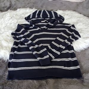 2/$15 Loft blue/white pullover hoodie stripes S
